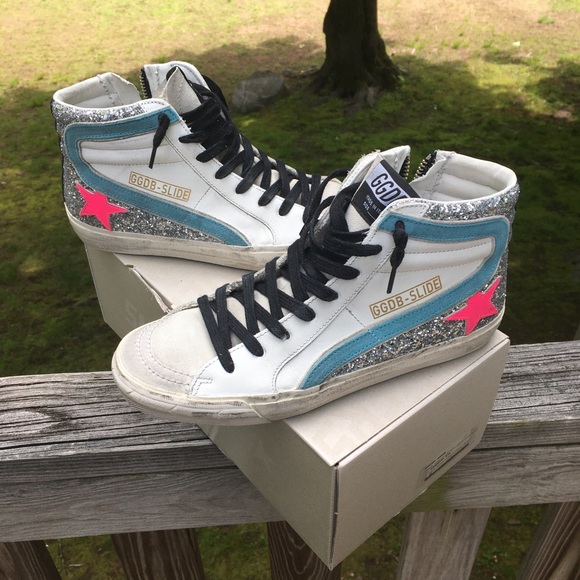 Golden Goose Slide Sneaker White/Glitter/Pink NIB - Picture 3 of 10